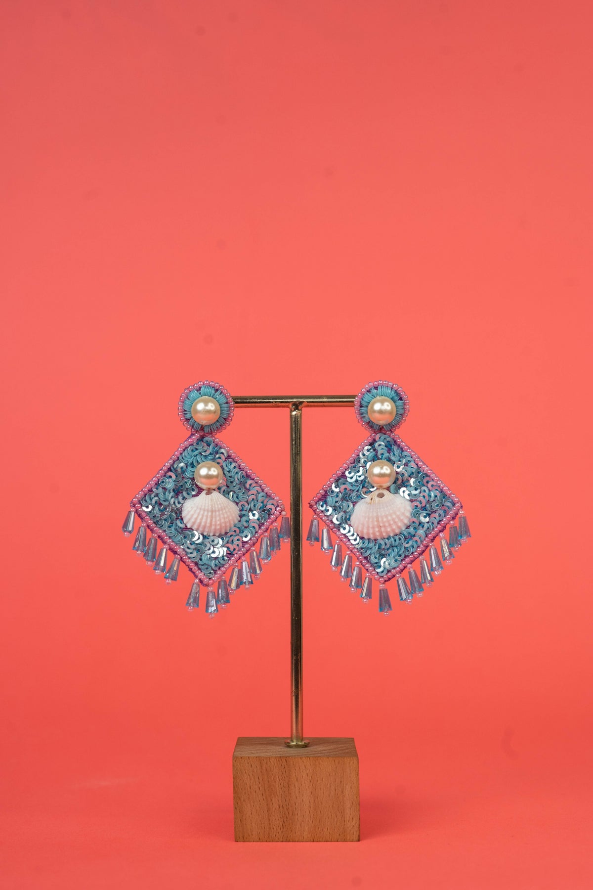 Shell & pearl beaded handcrafted earrings