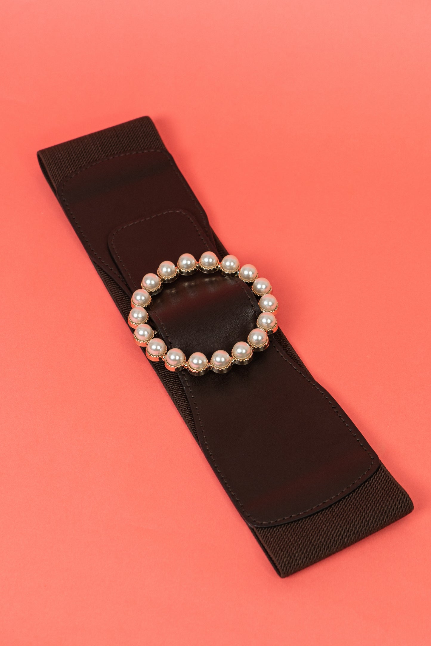 Brown pearl western waist belt