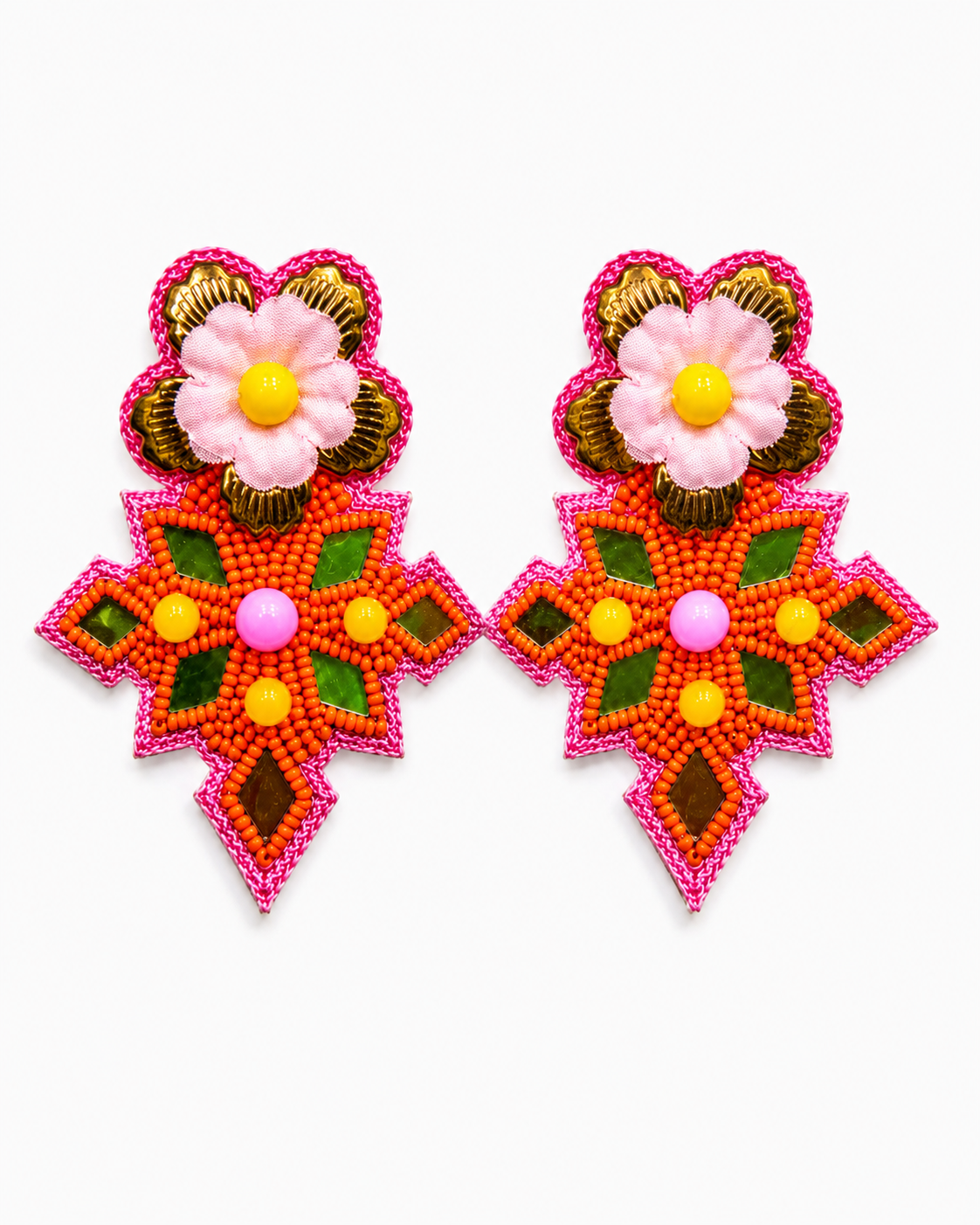 ORANGE BOOM - Orange Beaded Star Drop Earrings