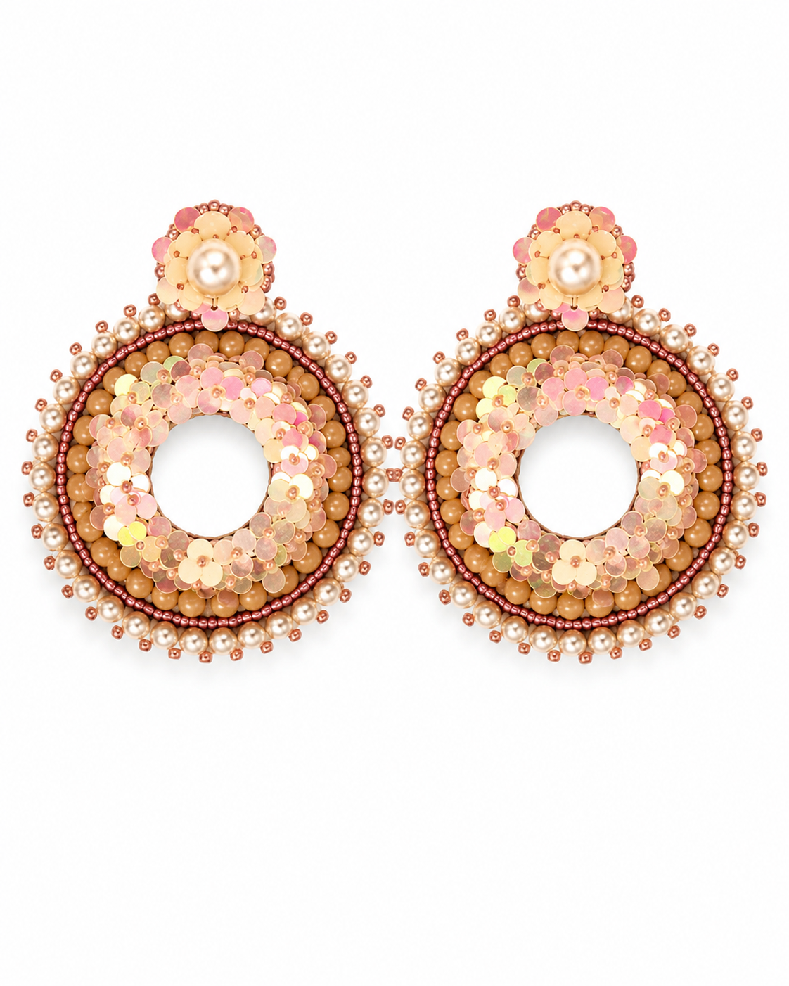 PRALINE - Blush Sequin Hoop Earrings