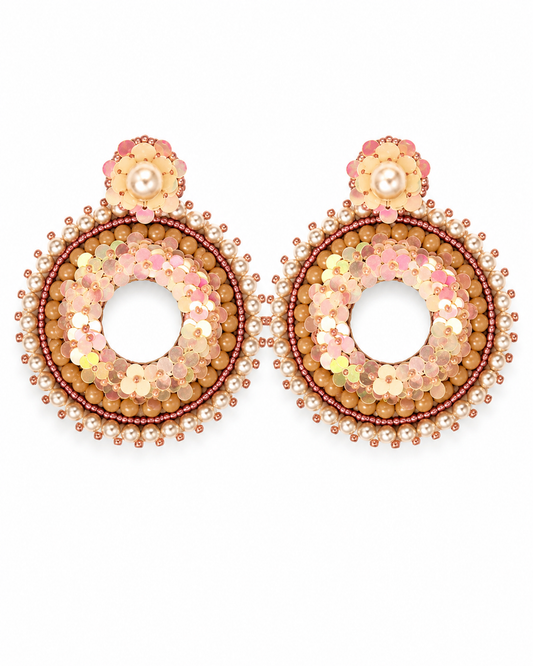 PRALINE - Blush Sequin Hoop Earrings