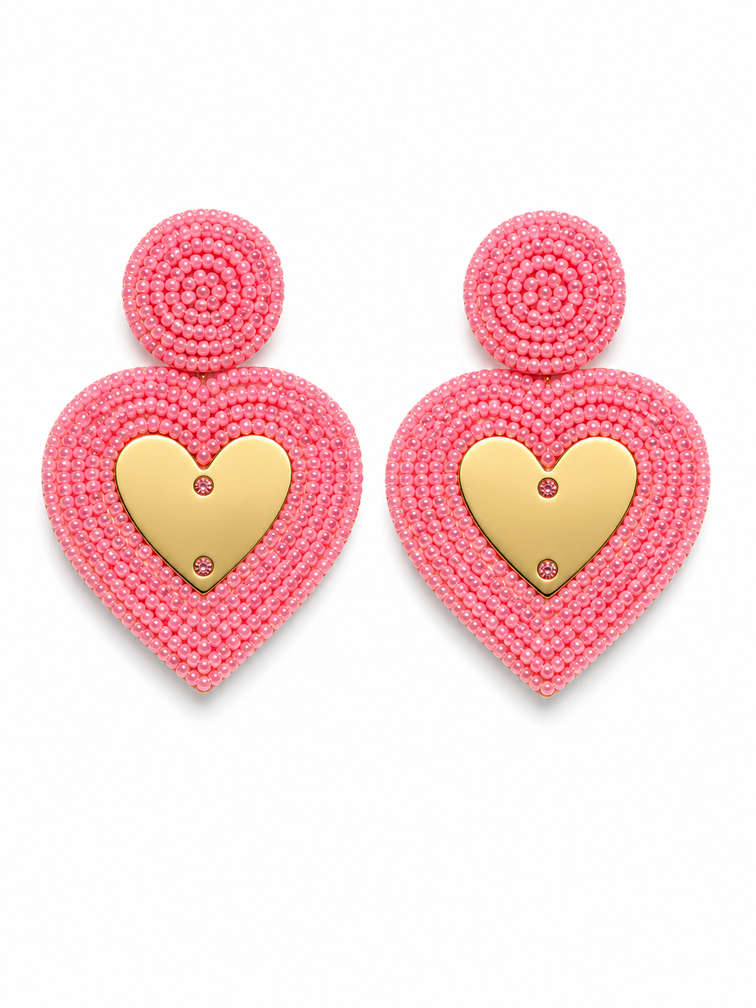 CANDY CRUSH - Pink Beaded Heart Earrings