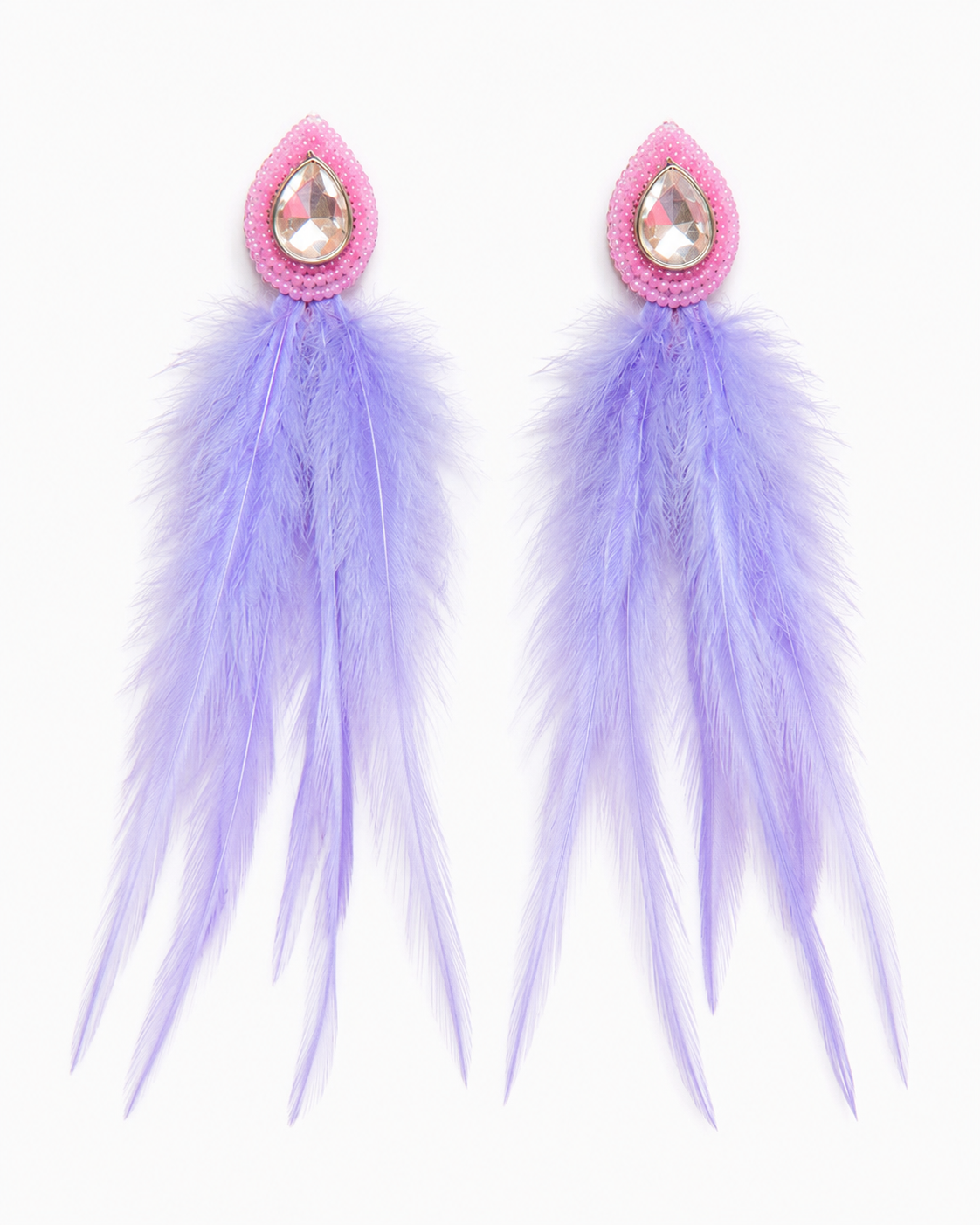 LAVENDER TWIST - Lavender Feather Drop Earrings