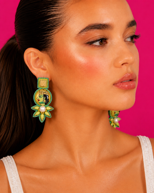 ROYAL NOUGAT - Painted Portrait Drop Earrings