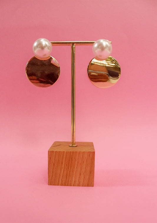 Coin & pearl drop earrings