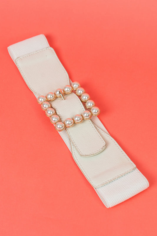 White pearl western waist belt