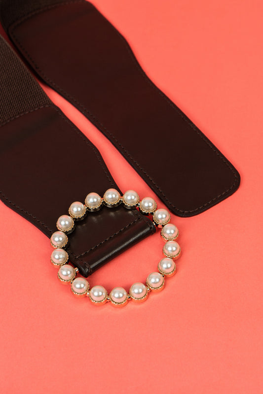 Brown pearl western waist belt