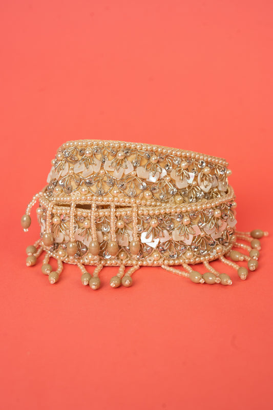 Embroidered Pearls and Swarovski Crystals Waist Belt