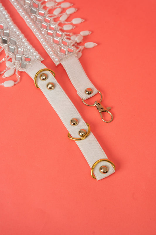 Mirror beaded crystal waist belt