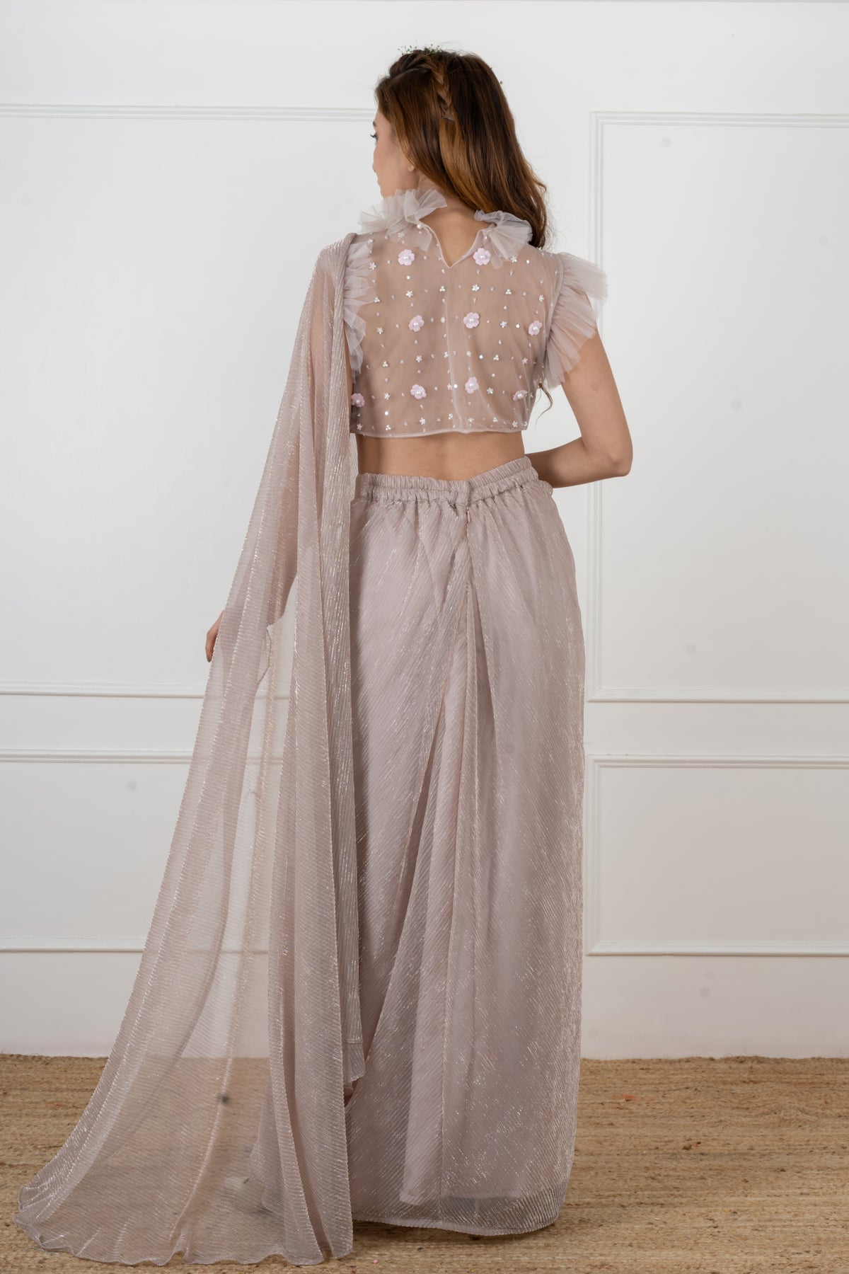 Nude pink Draped saree